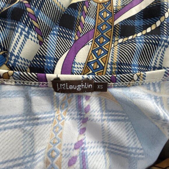 J. McLaughlin Womens Horsebit Equestrian Knit 3/4 Sleeve Top XS Blue Stretch - Picture 3 of 8